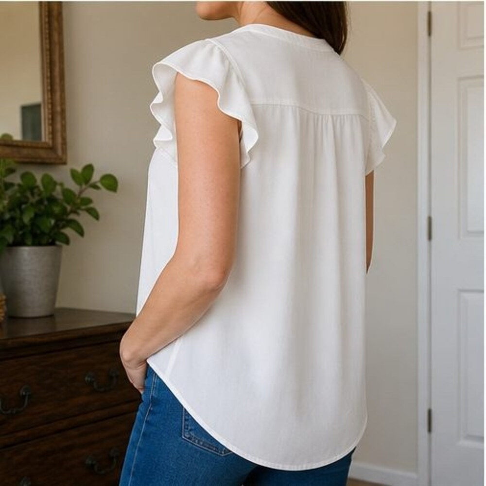 White Ruffle Blouse - Picture 3 of 6